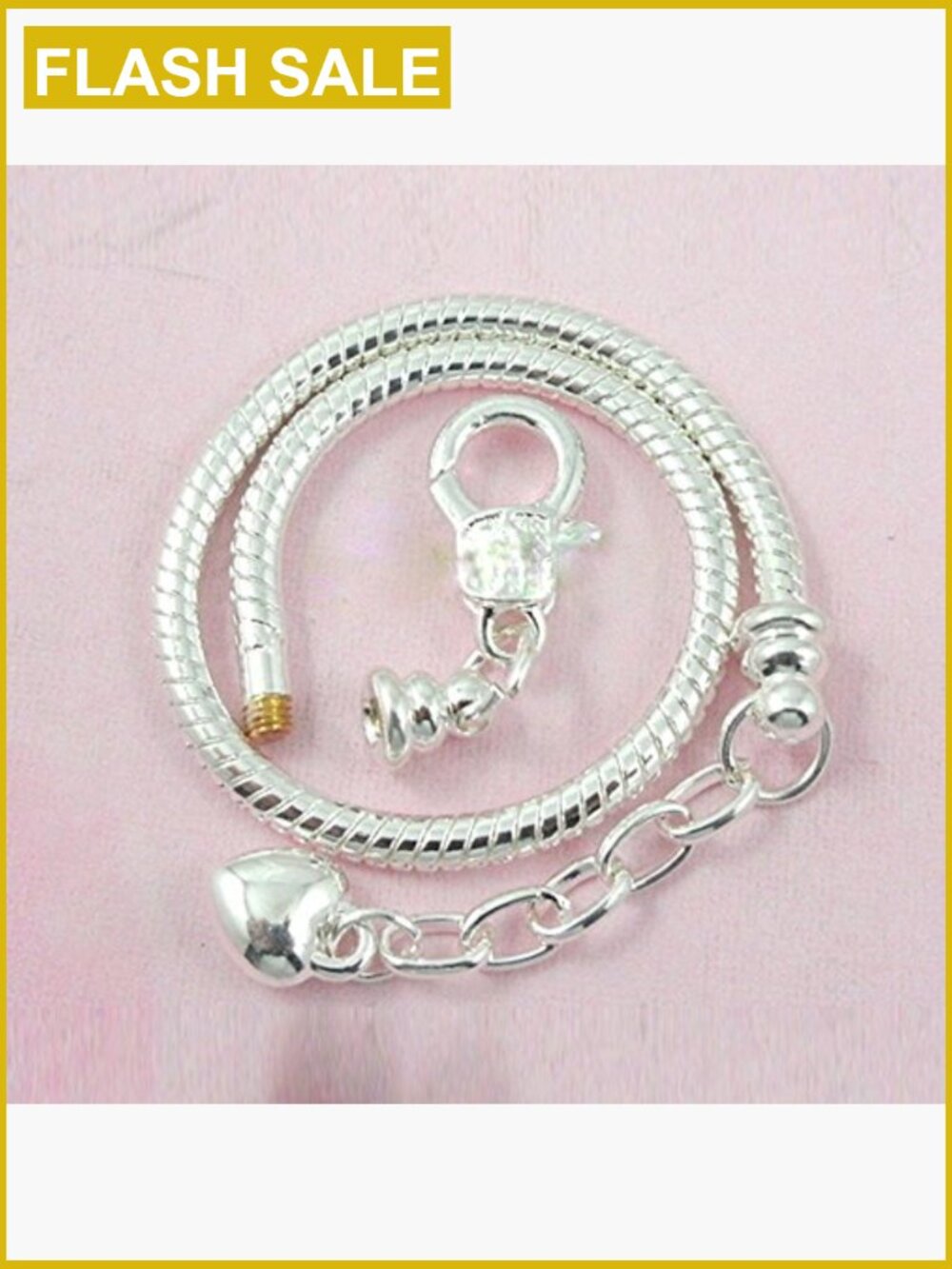 5pcs Charm Bracelet Starter Snake Chain Lobster Clasp Fits Pandora Beads - Picture 4 of 7